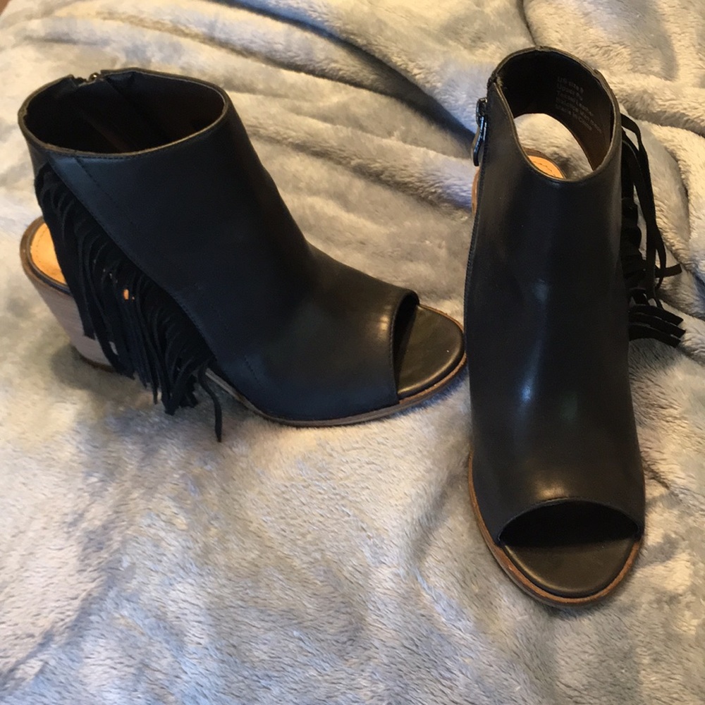 Black Fringe Booties